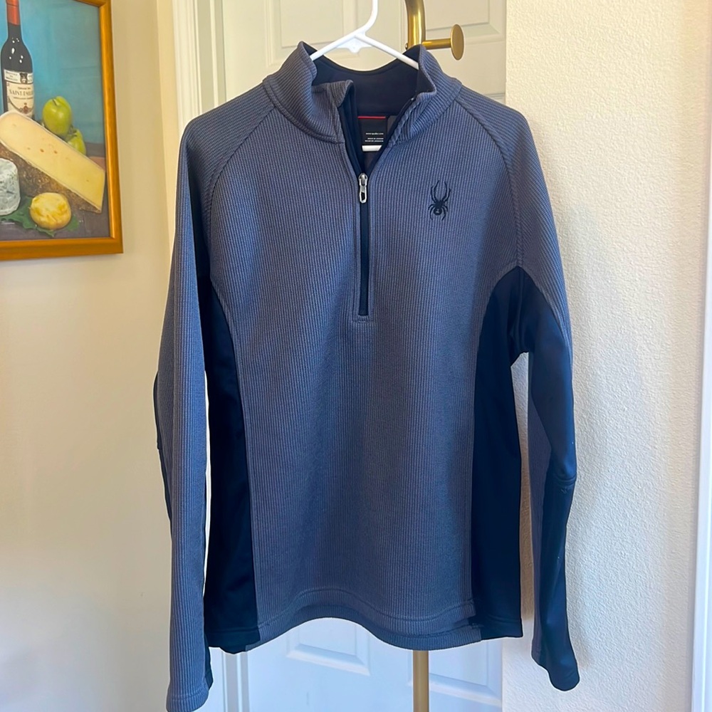 Spyder Performance textured knitpull over half zip polyester sweatshirt L